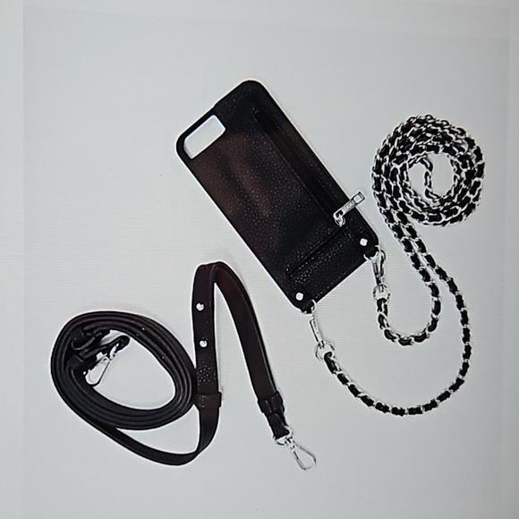 VICTORIA 3 PIECE- CROSSBODY CELL-PHONE CASE & STRAPS IN BLACK - Picture 2 of 7